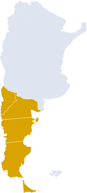 Mapa de Argentina con las provincias de la Patagonia